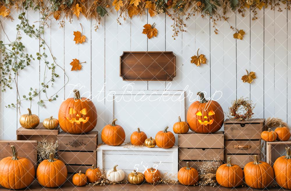 Kate Halloween Pumpkin Fall Harvest Backdrop Designed by Emetselch