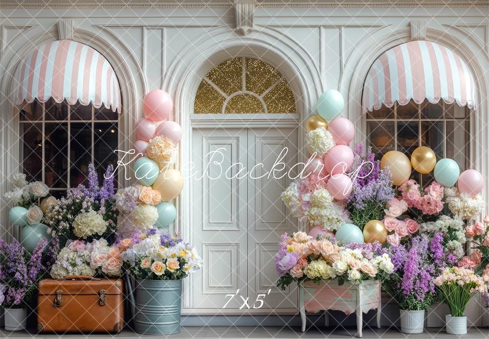 Kate Spring Flower Shop Balloon Pastel Backdrop Designed by Mini MakeBelieve