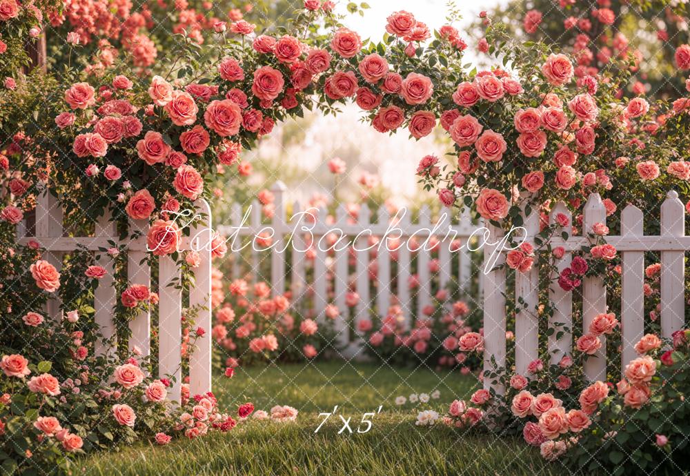 Kate Spring Flower Arch Pink Rose Garden Backdrop Designed by Emetselch