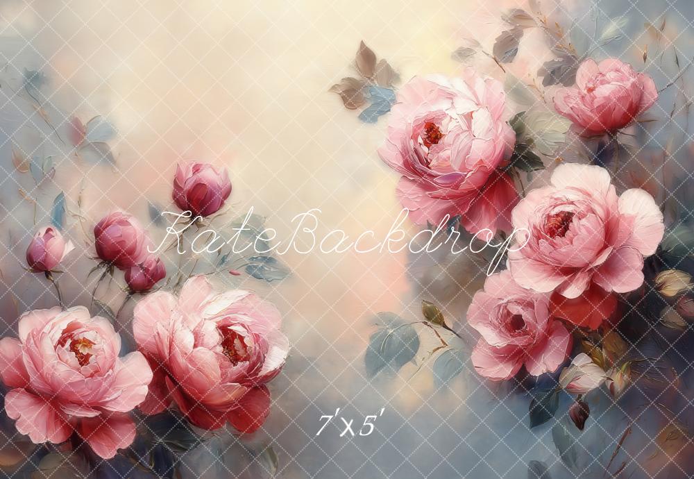 Fondo de Acuarela de Rosas Rosadas de Arte Floral Diseñado por Emetselch