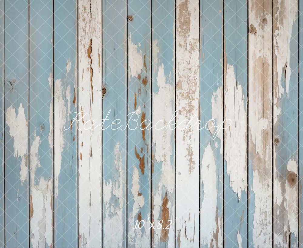 Kate Cream Blue Wood Grain Floor Backdrop Designed by Kate Image