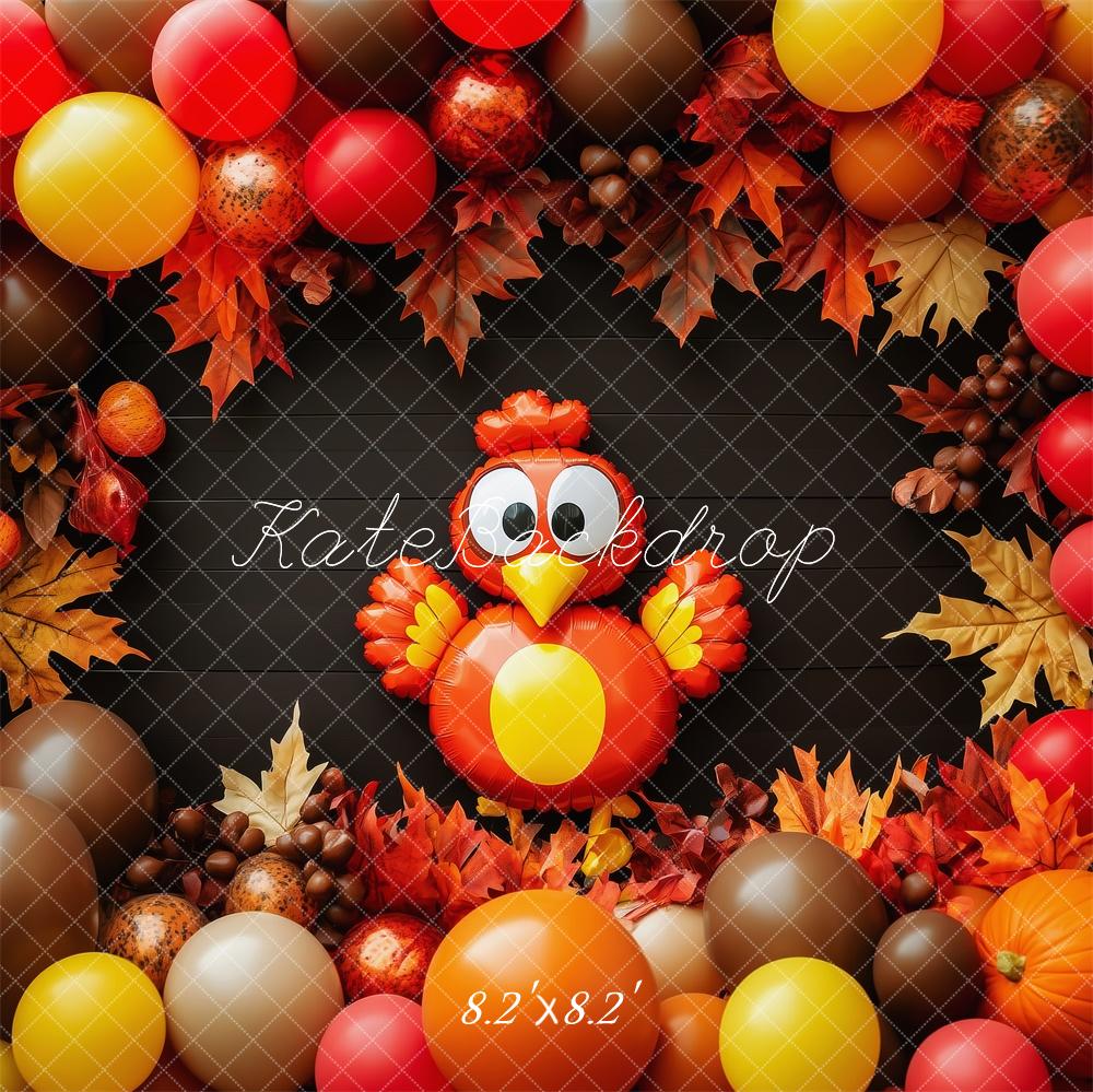 Kate Thanksgiving Turkey Balloon Leaves Backdrop Designed by Patty Roberts