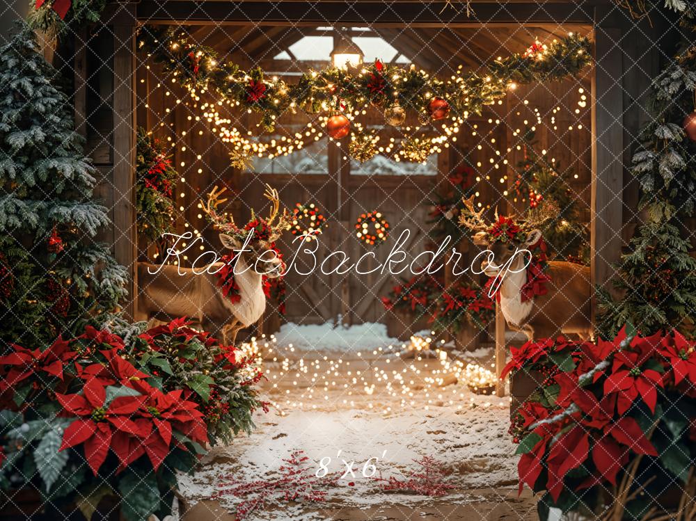 Kate Christmas Barn Elk Led lights Strip Backdrop Designed by Emetselch