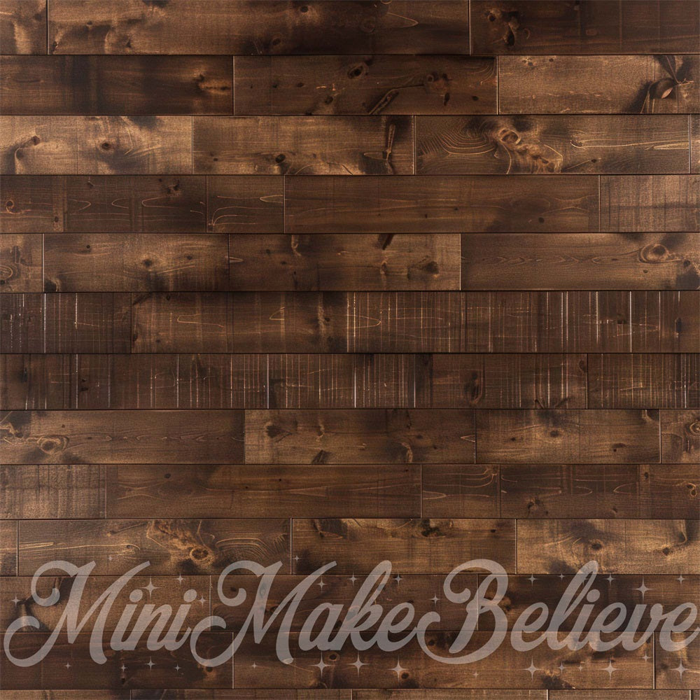 Kate Dark Brown Old Wooden Floor Backdrop Designed by Mini MakeBelieve