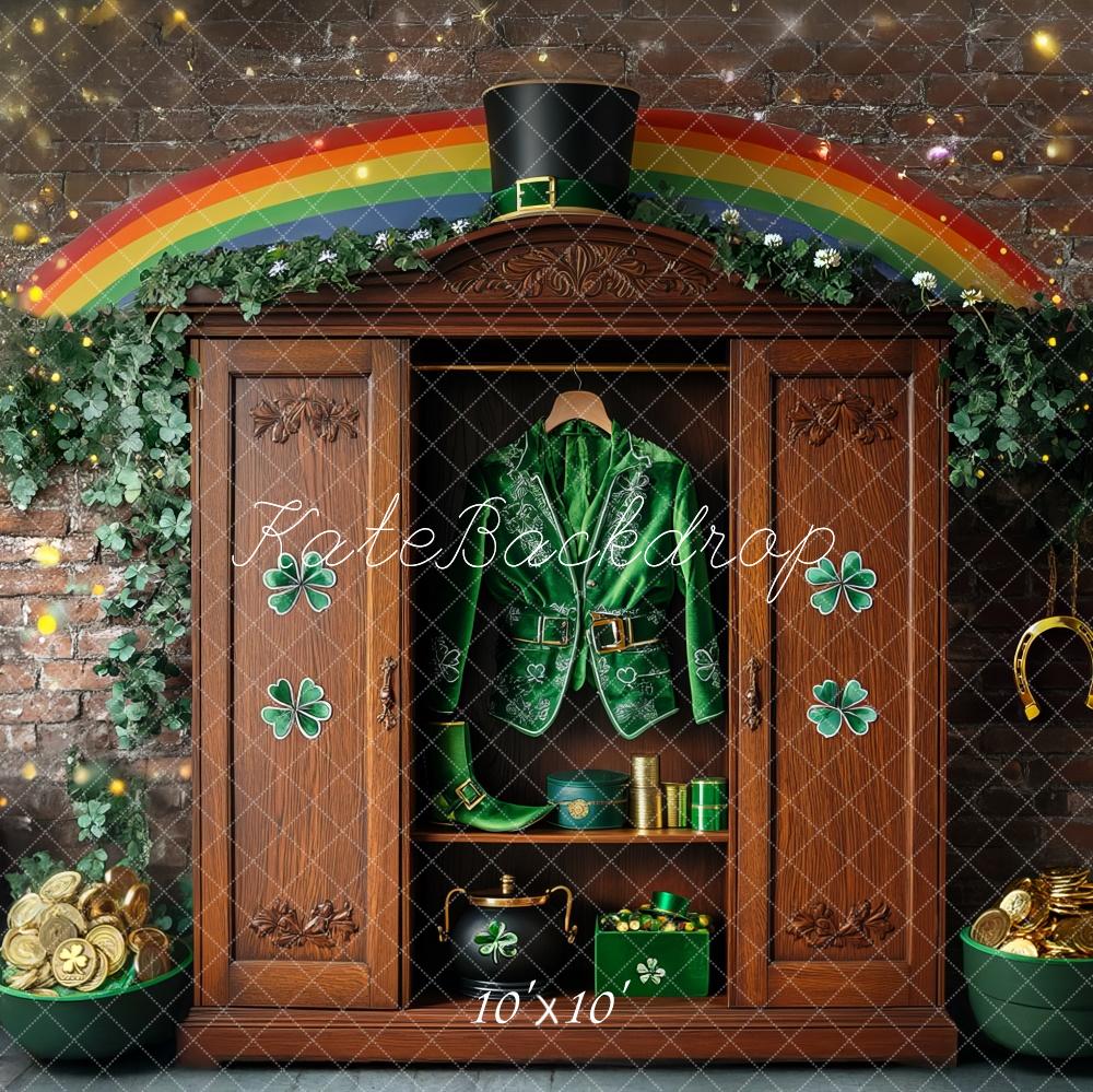 TEST Kate Shamrock Leprechaun Rainbow Closet Backdrop Designed by Mini MakeBelieve