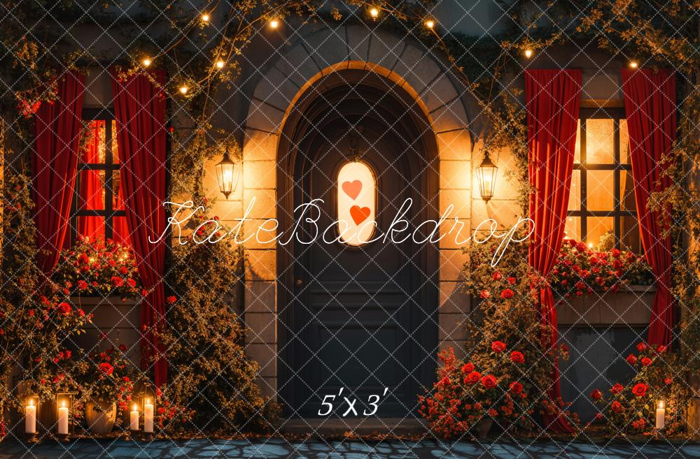 Fondo Floral Romántico de Puerta del Día de San Valentín Diseñado por Emetselch