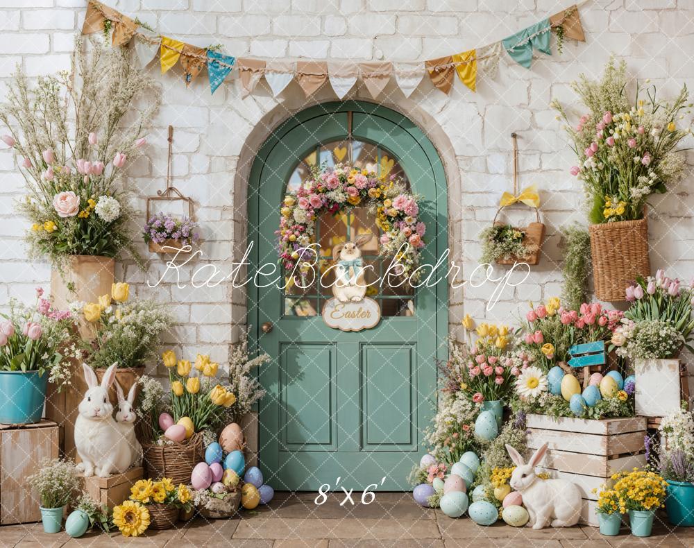 Kate Easter Bunny Flowers Door Backdrop Designed by Emetselch