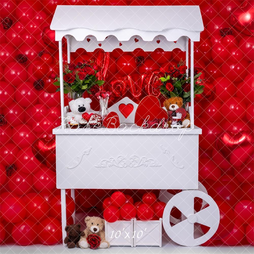 Kate Valentine Red Balloon Cart Backdrop Designed by Mini MakeBelieve