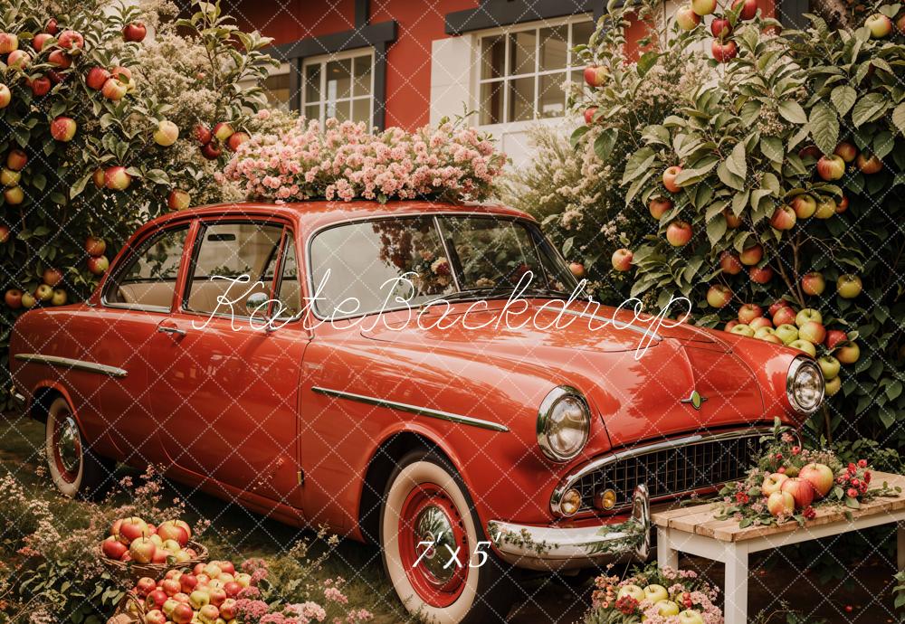 Kate Spring Vintage Car Apple Orchard Backdrop Designed by Emetselch