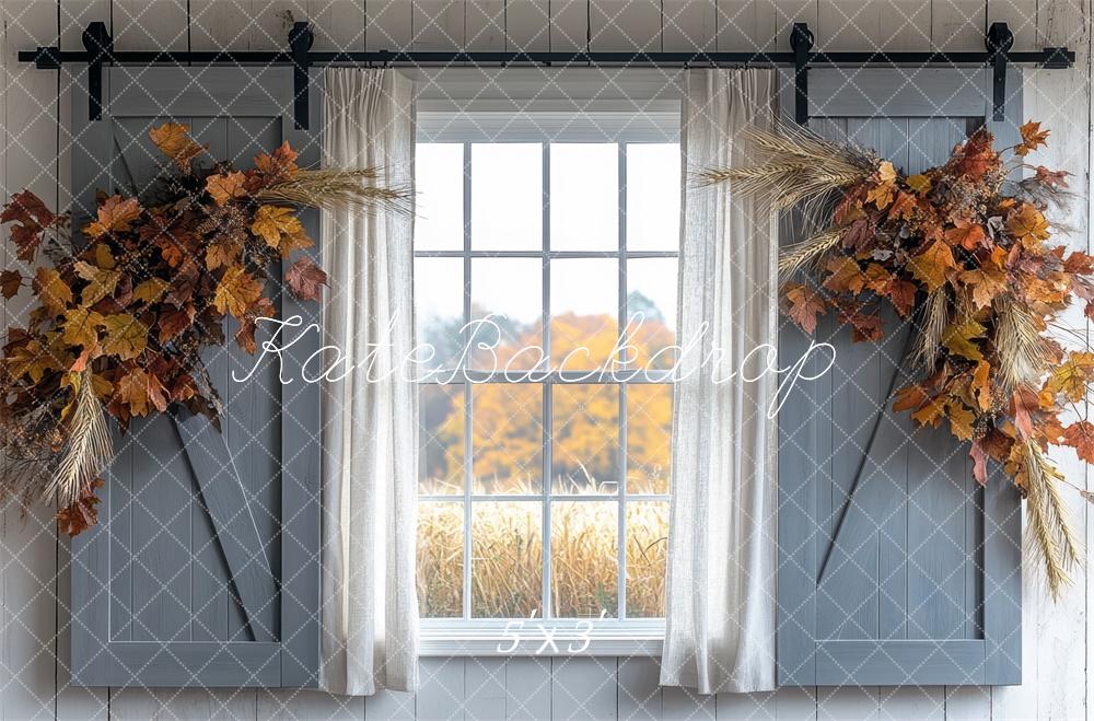 Fondo de Ventana de Granero de Otoño Diseñado por Mini MakeBelieve