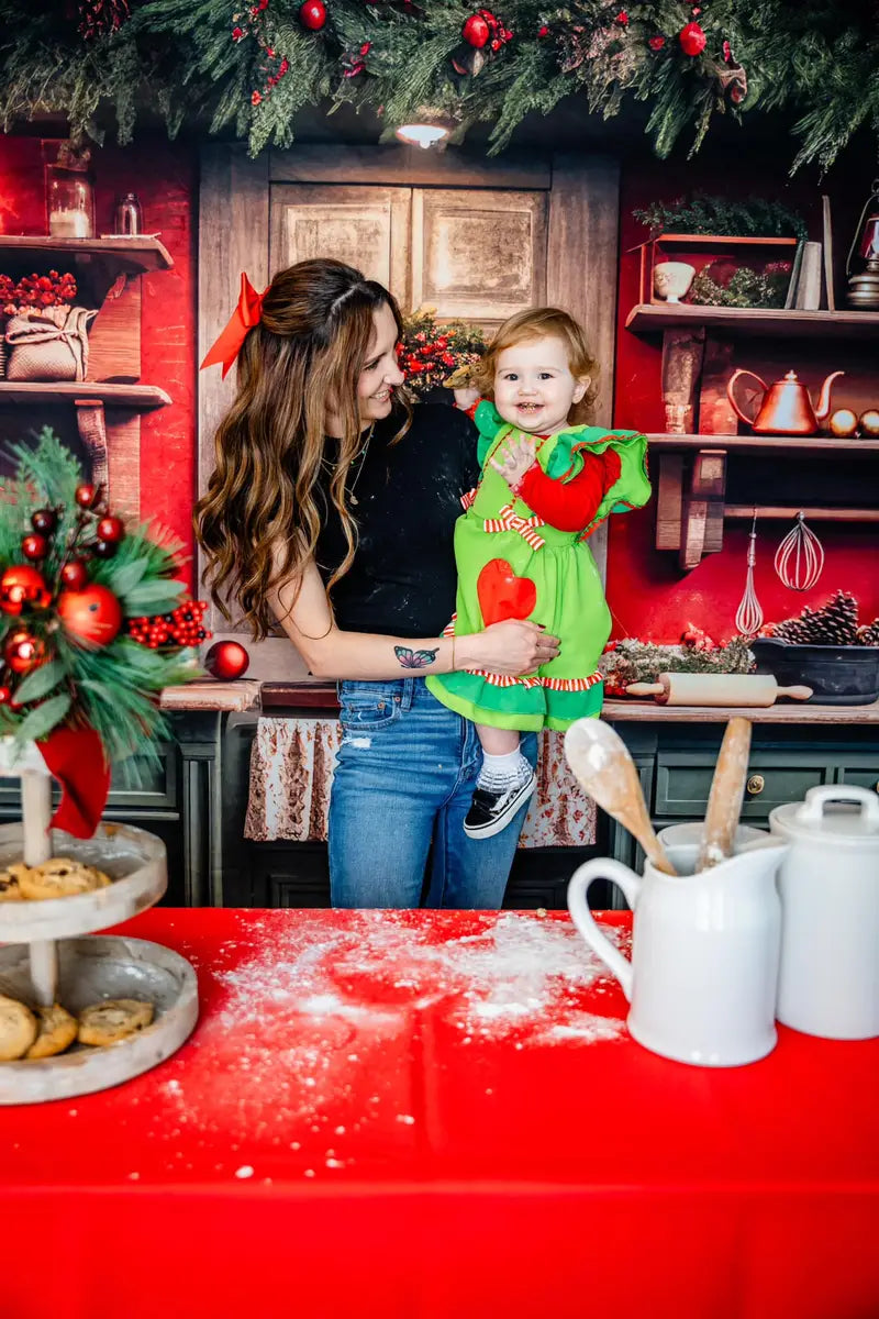 Fondo de cocina de Navidad rojo y verde diseñado por Mandy Ringe Fotografía