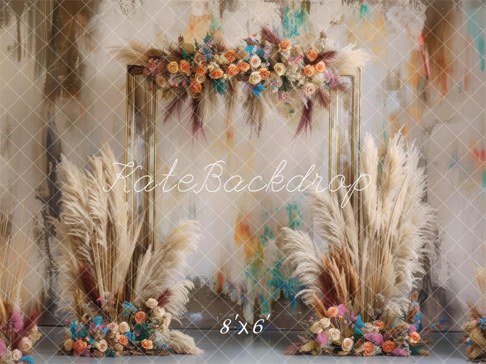 Kate Boho Floral Pampas Backdrop Designed by Mini MakeBelieve