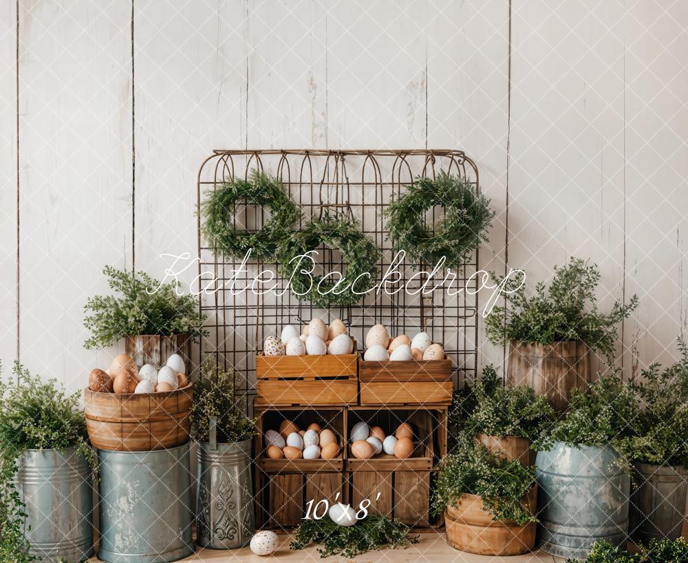 Kate Easter Eggs Greenery Rustic Backdrop Designed by Emetselch