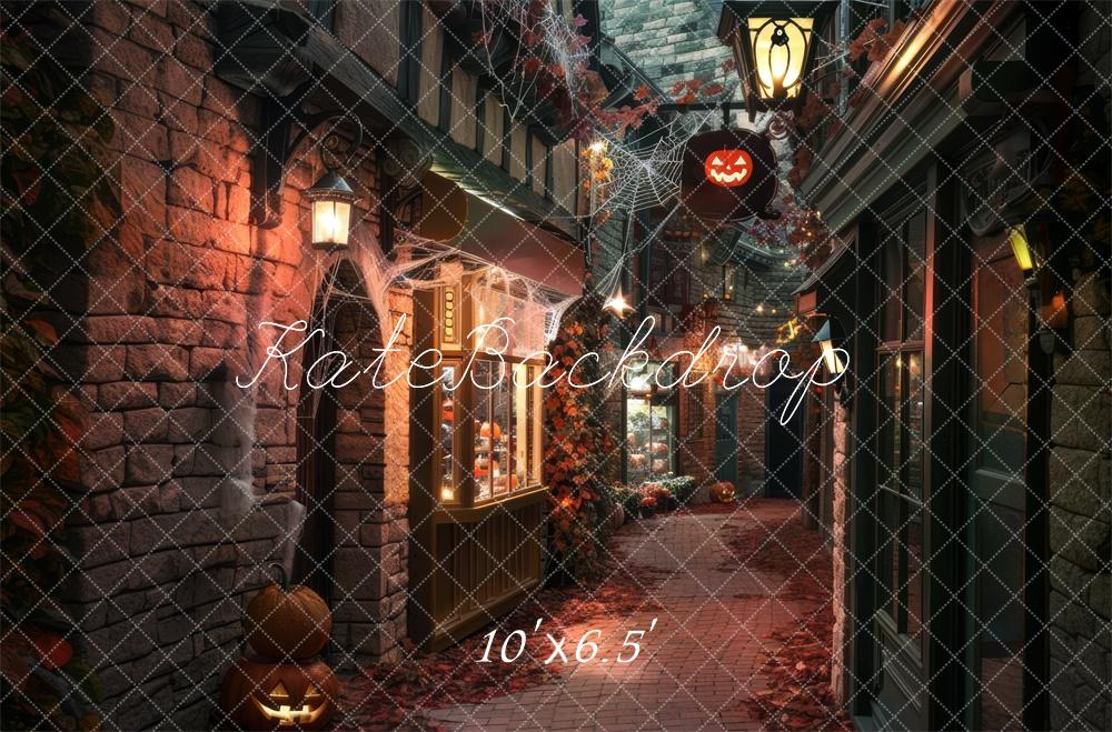 Kate Halloween Witches Alley Pumpkin Backdrop Designed by Mini MakeBelieve