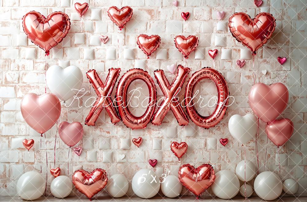 Kate Valentine's Day Pink Heart Balloon Backdrop Designed by Emetselch