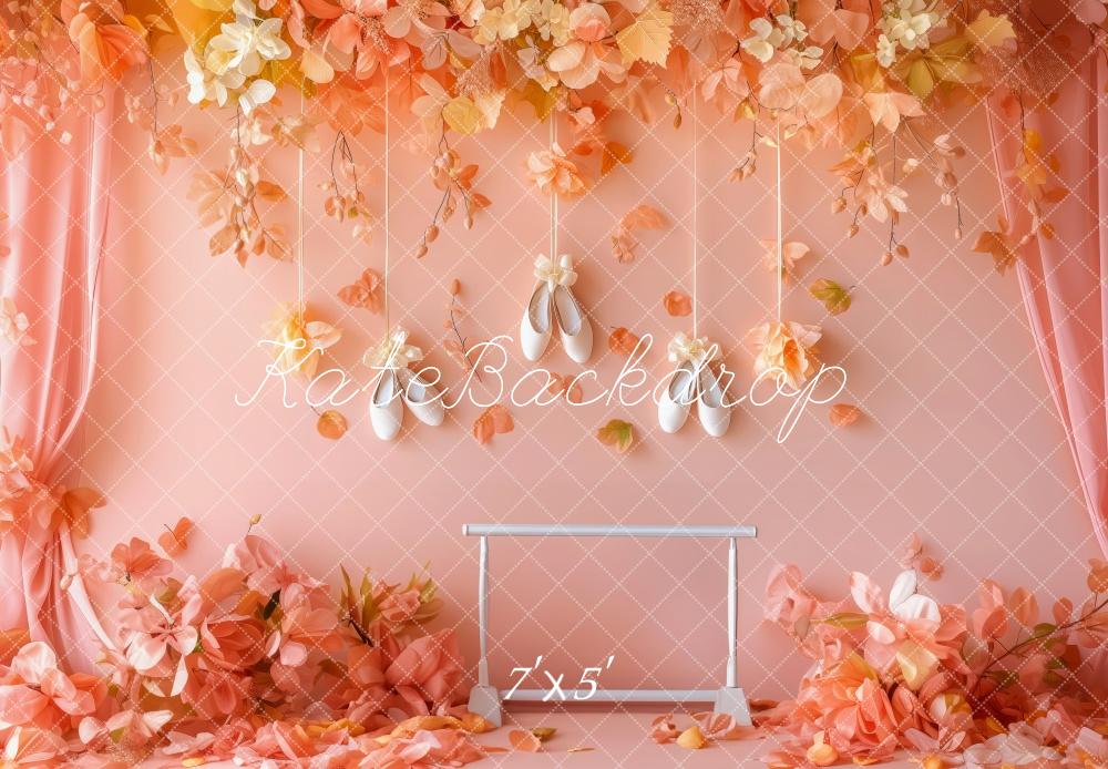 Ballet Floral Pink Wall Foto Achtergrond Designed by Patty Roberts