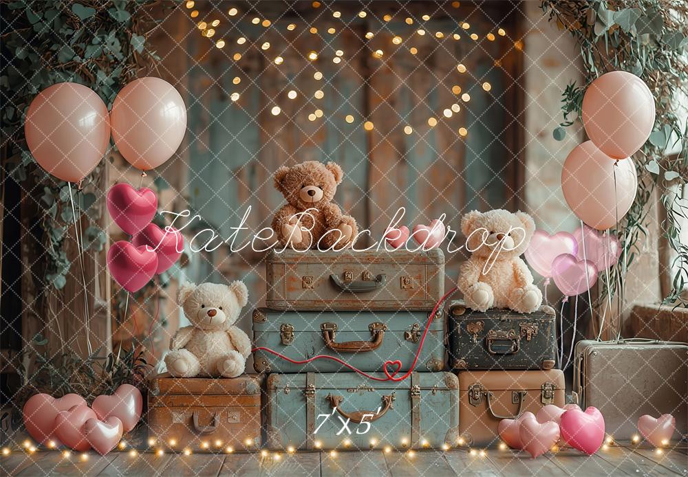 Kate Cake Smash Teddy Bear Suitcase Balloon Backdrop Designed by Laura Bybee