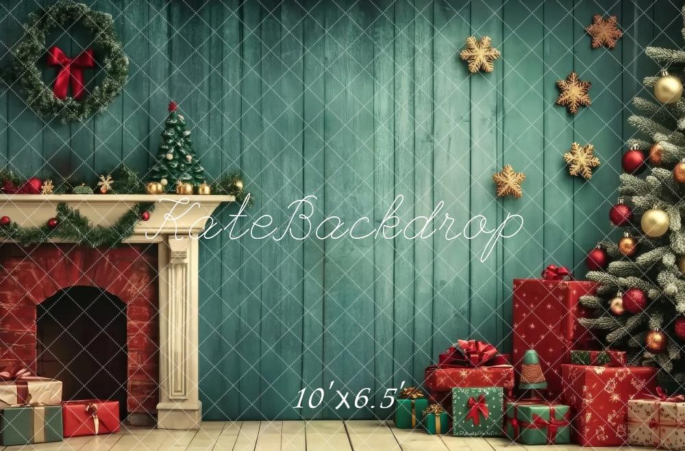 Kate Christmas Tree Fireplace Wreath Backdrop Designed by Lidia Redekopp