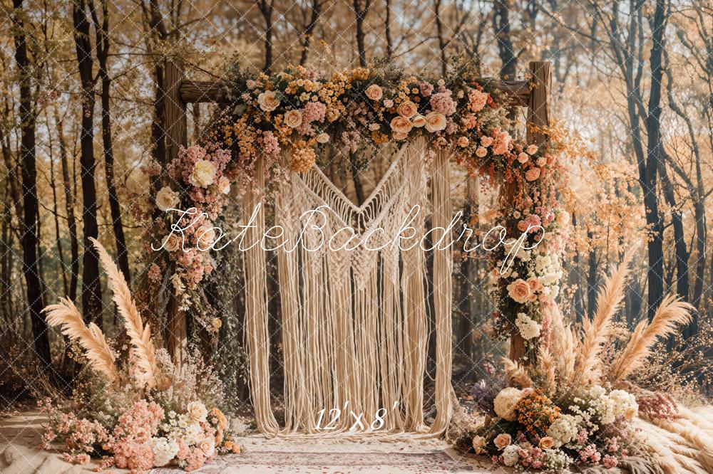 Kate Boho Macrame Flower Arch Forest Backdrop Designed by Emetselch