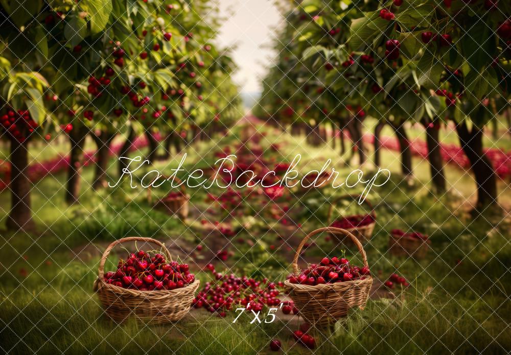 Cherry Orchard Mandje Foto Achtergrond Designed by Mini MakeBelieve