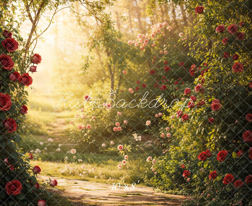 Valentine Garden Rose Sunlight Foto Achtergrond Designed by Emetselch