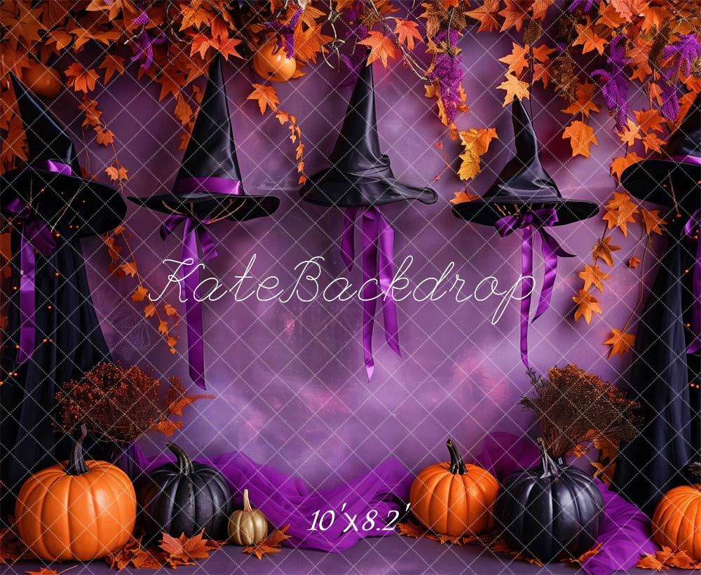 Kate Halloween Witchy Hat Purple Wall Backdrop Designed by Patty Robert