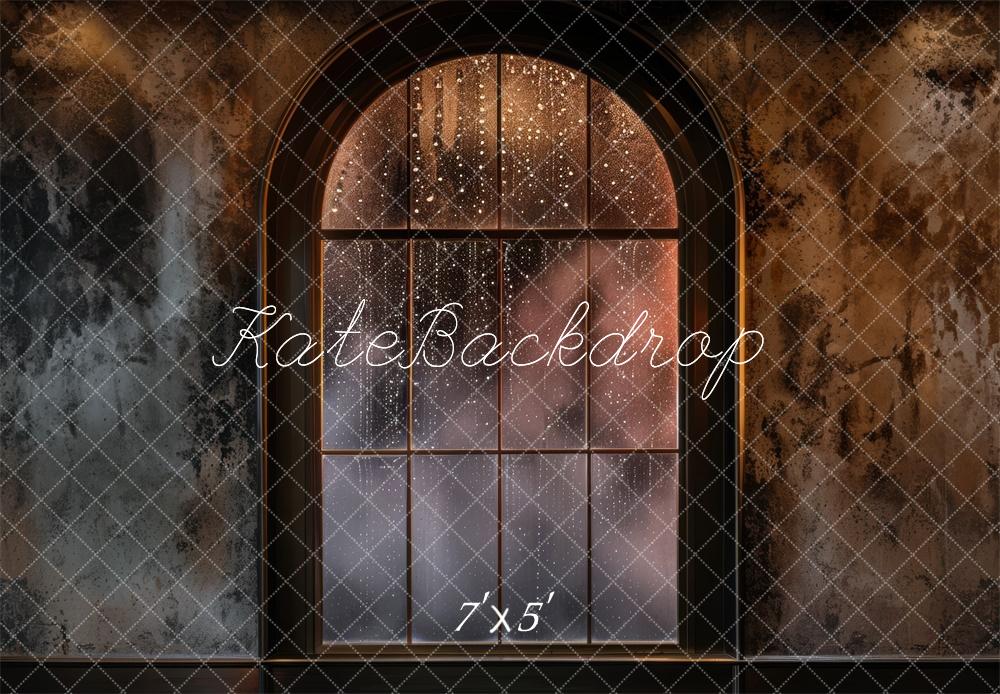 Kate Vintage Arched Window Rain Backdrop Designed by Mini MakeBelieve