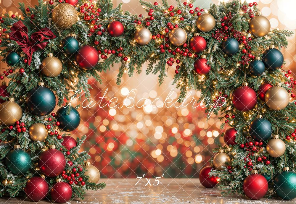 Kate Colorful Christmas Ornament Arch Bokeh Backdrop Designed by Emetselch