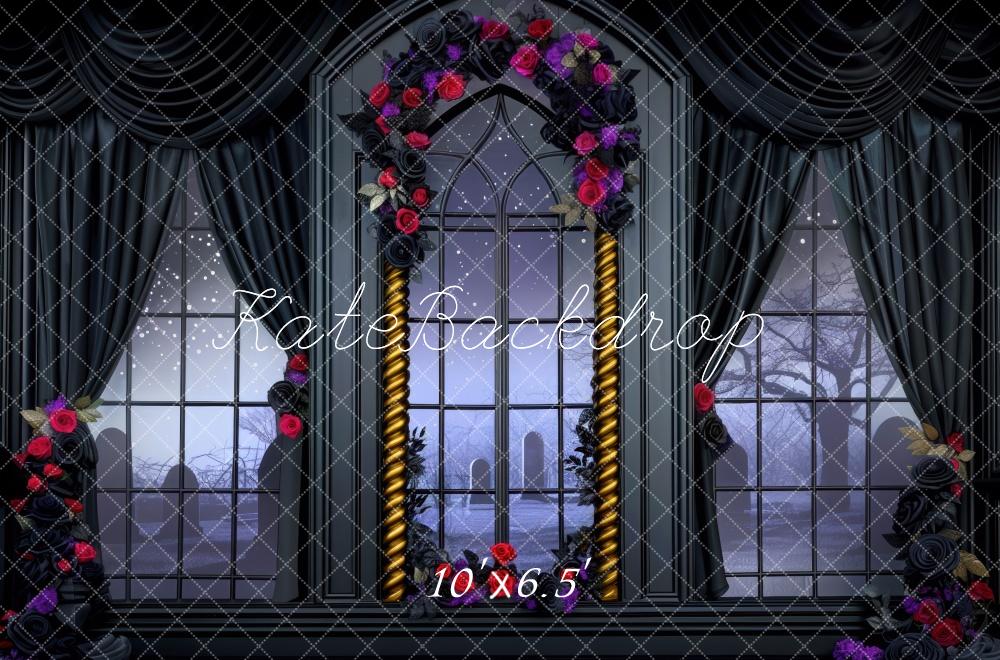 Kate Halloween Skeleton Room Arch Window Backdrop Designed by Mini MakeBelieve