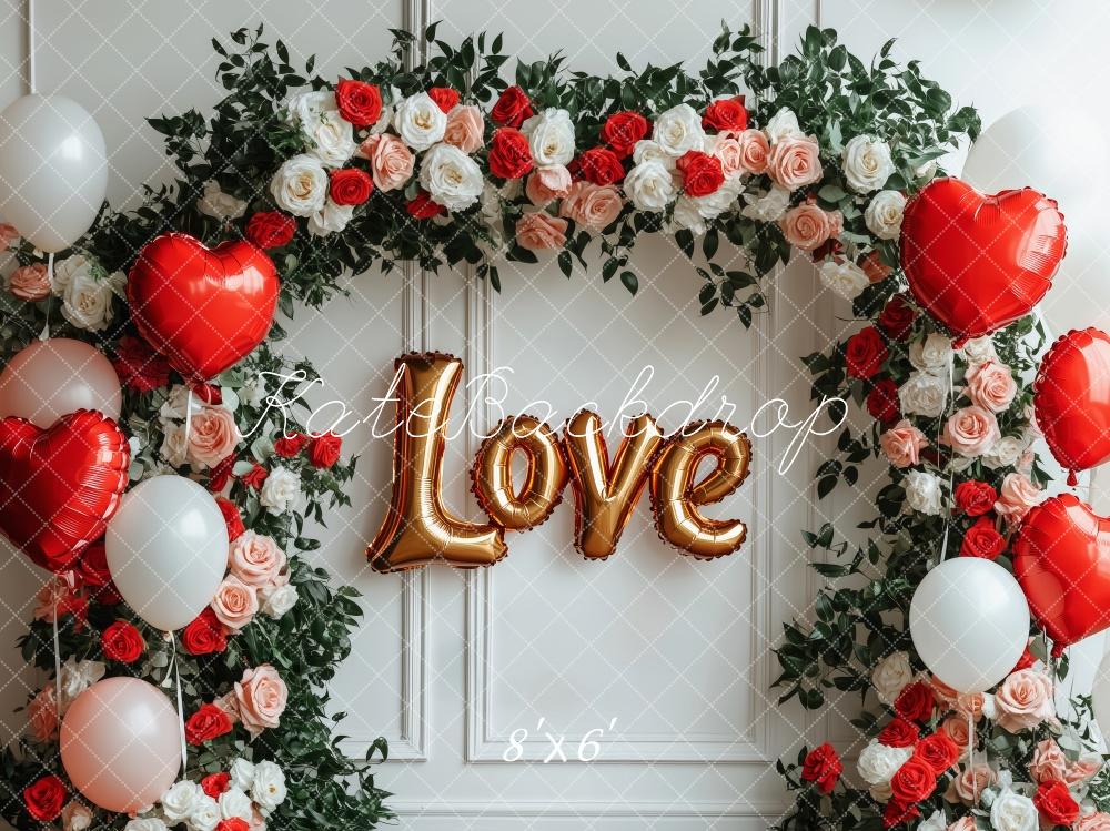 Kate Valentine's Day Love Balloon Flower Arch Backdrop Designed by Patty Roberts