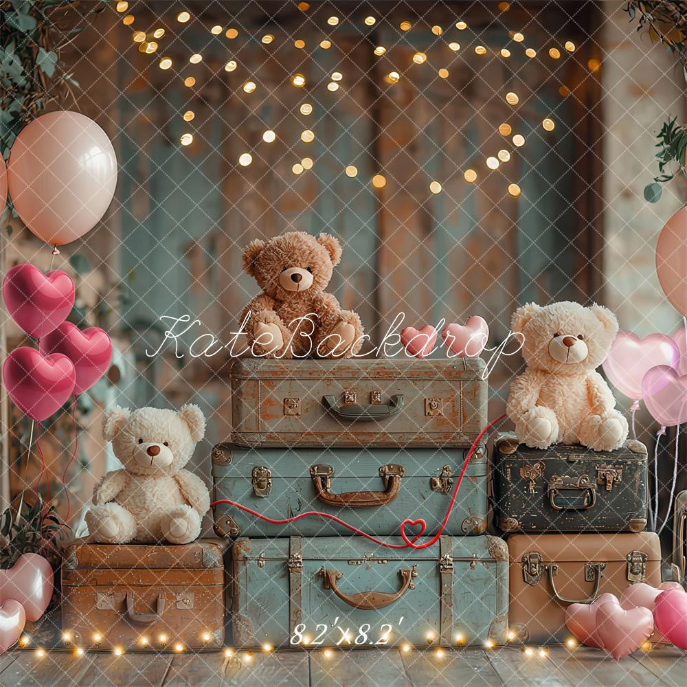 Kate Cake Smash Teddy Bear Suitcase Balloon Backdrop Designed by Laura Bybee