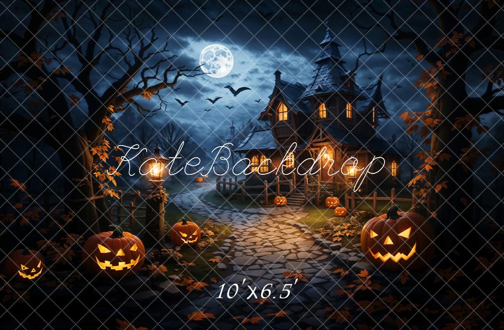 Kate Halloween Pumpkin Magic Dark Forest Castle Backdrop Designed by Emetselch