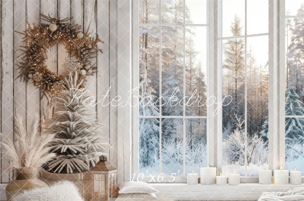 Kate Boho Winter Wreath Rustic Window Backdrop Designed by Lidia Redekopp