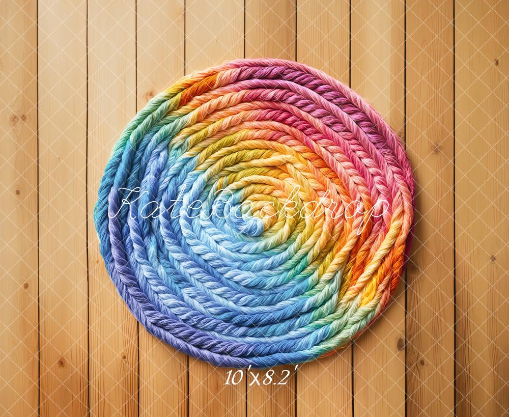 Kate Rainbow Yarn Circle Wooden Backdrop Designed by Emetselch