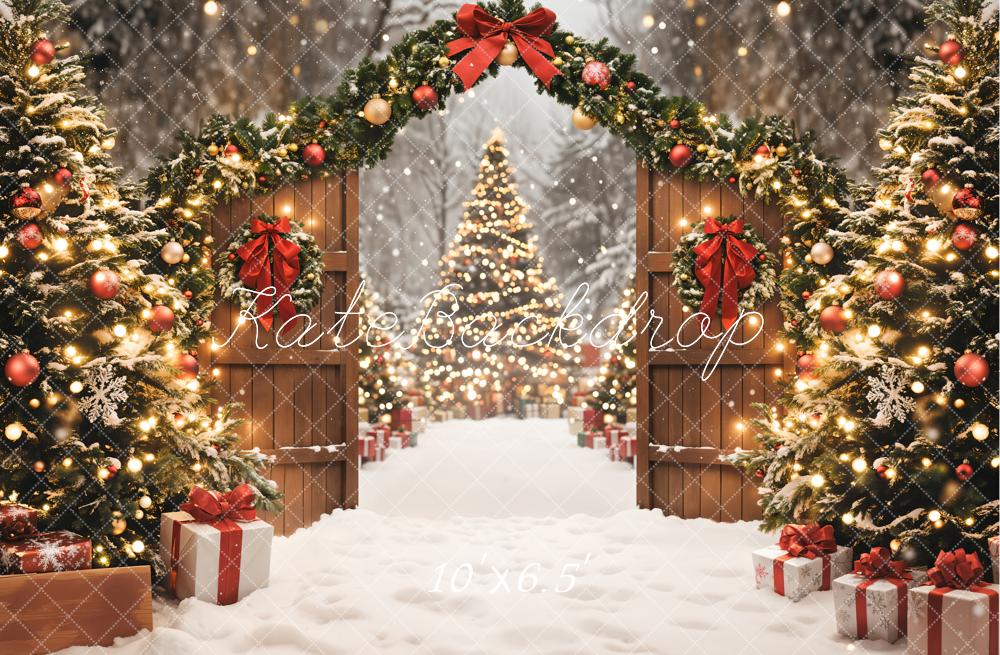 Kate Christmas Tree Garland Gifts Snow Backdrop Designed by Emetselch