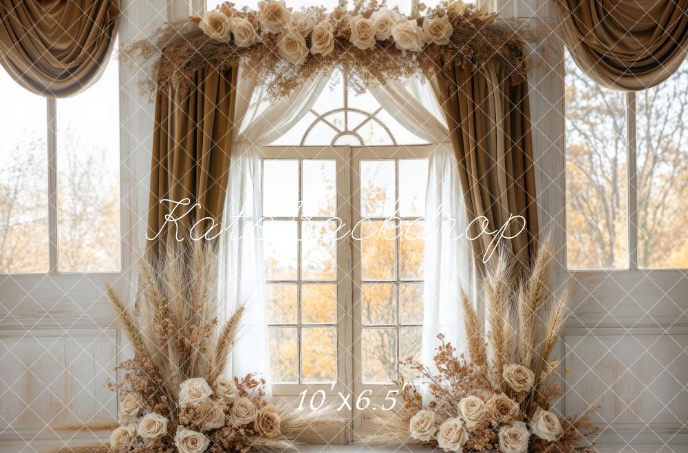 Kate Boho Floral Elegant Window Curtain Backdrop Designed by Mini MakeBelieve