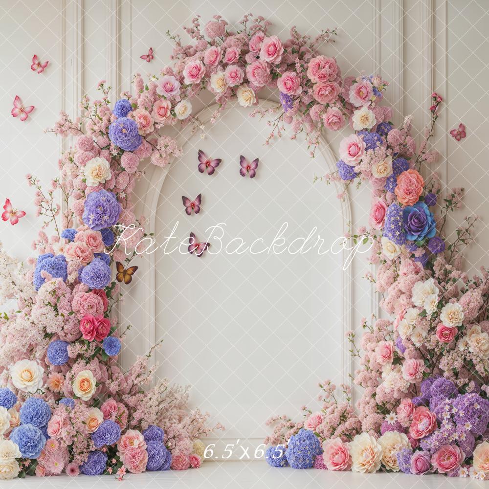 Kate Spring Flower Arch Butterfly White Backdrop Designed by Emetselch