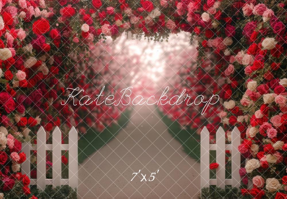 Valentine Bloemenboog Romantisch Pad Foto Achtergrond Designed by Mini MakeBelieve