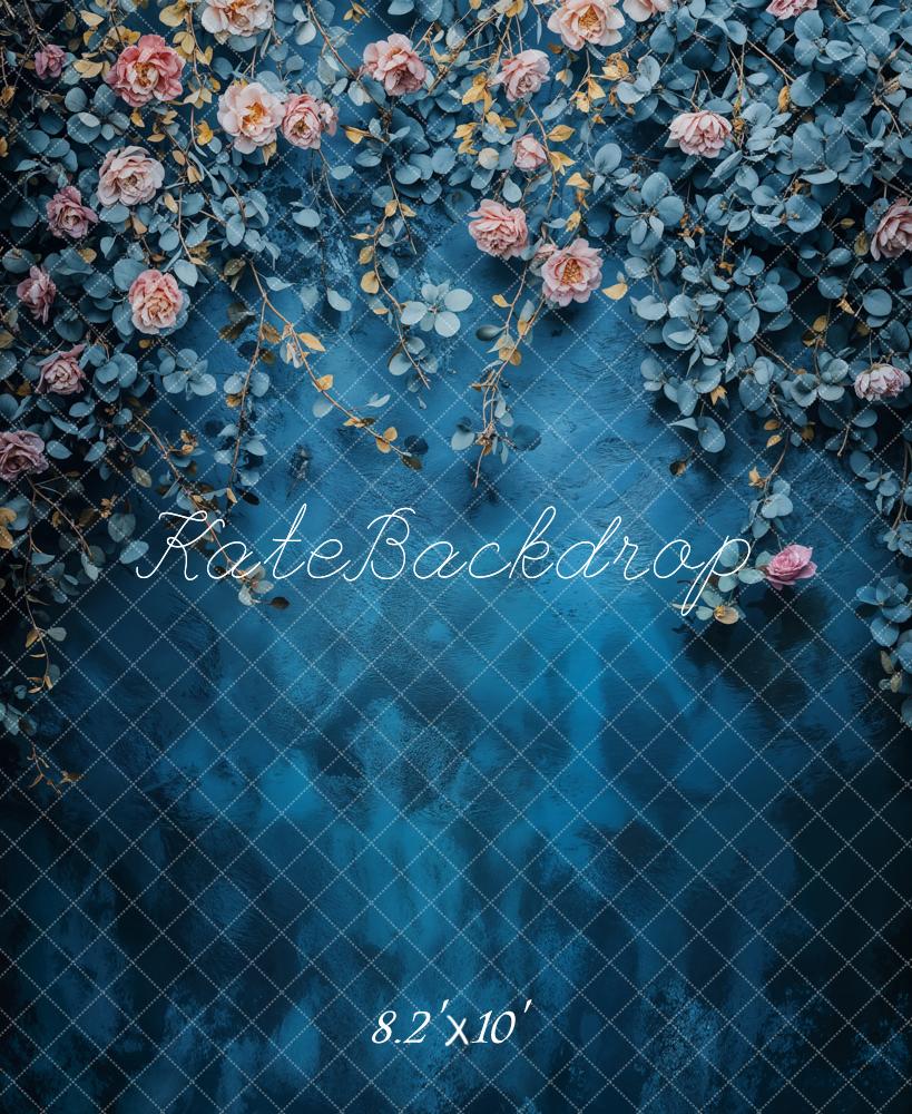 Kate Fine Art Floral Blue Vintage Backdrop Designed by Emetselch