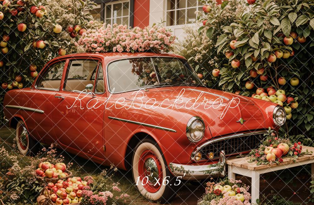 Kate Spring Vintage Car Apple Orchard Backdrop Designed by Emetselch