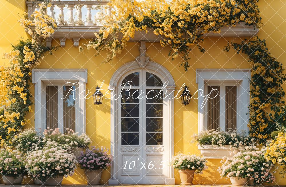 Lightning Deal #5 Kate Spring Yellow Floral House Door Backdrop Designed by Emetselch