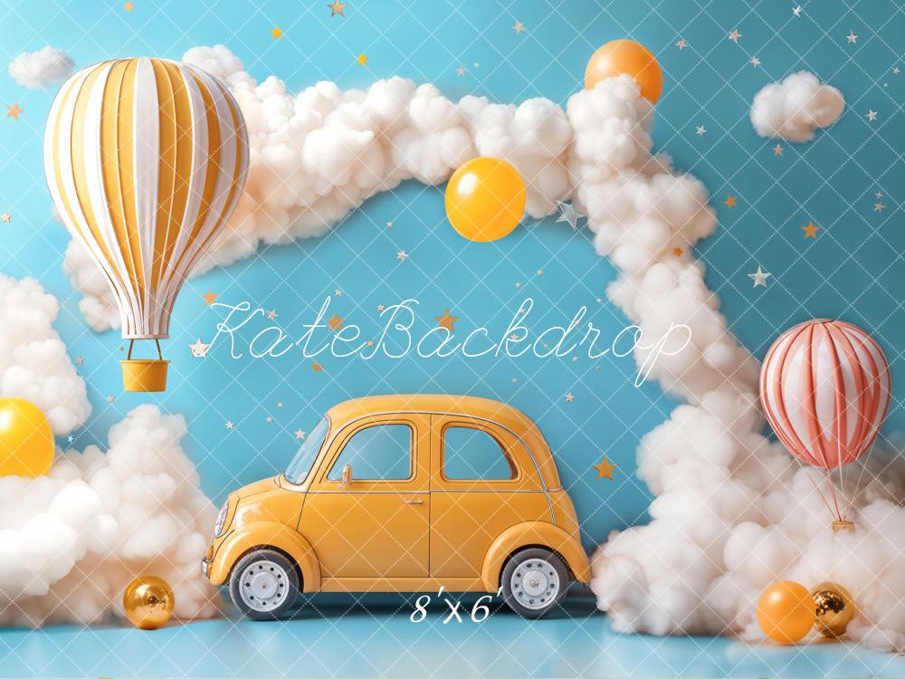 Kate Cake Smash Hot Air Balloon Car Clouds Backdrop Designed by Emetselch