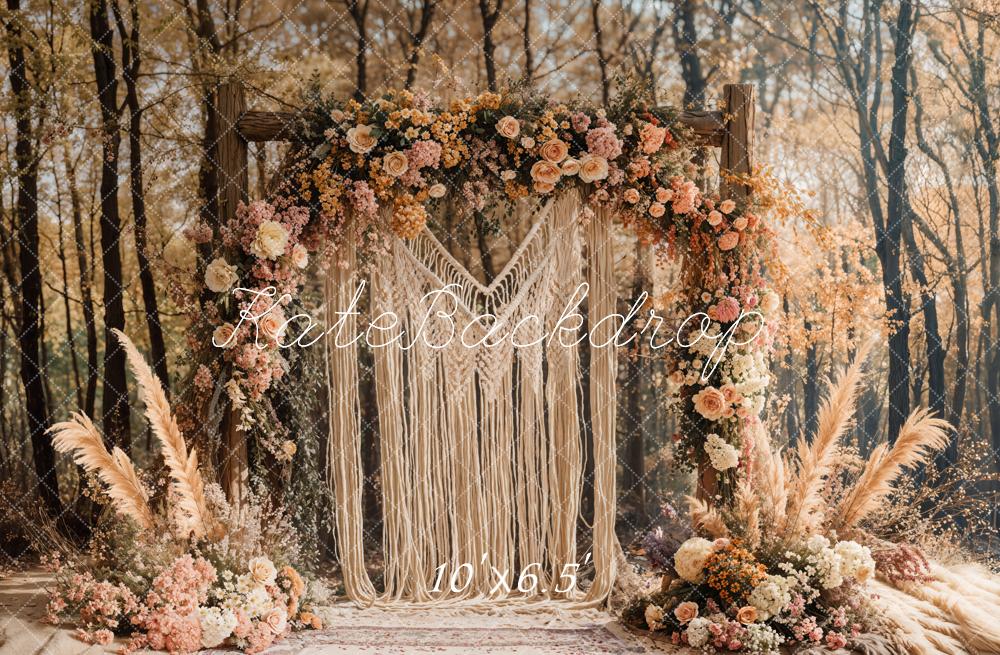 Kate Boho Macrame Flower Arch Forest Backdrop Designed by Emetselch