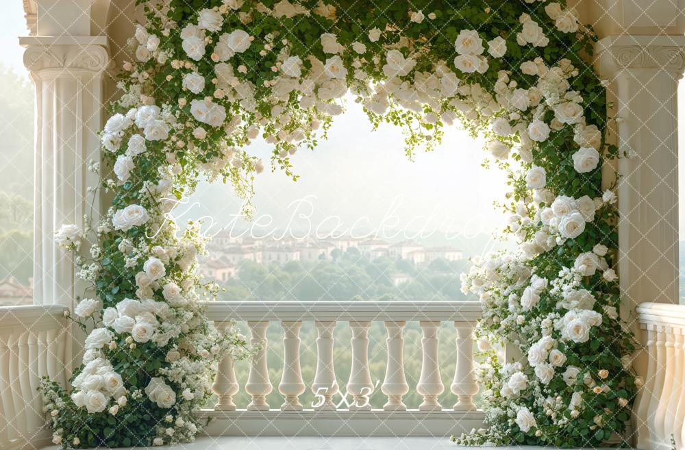 Kate Wedding Flower Arch Balcony Backdrop Designed by Emetselch