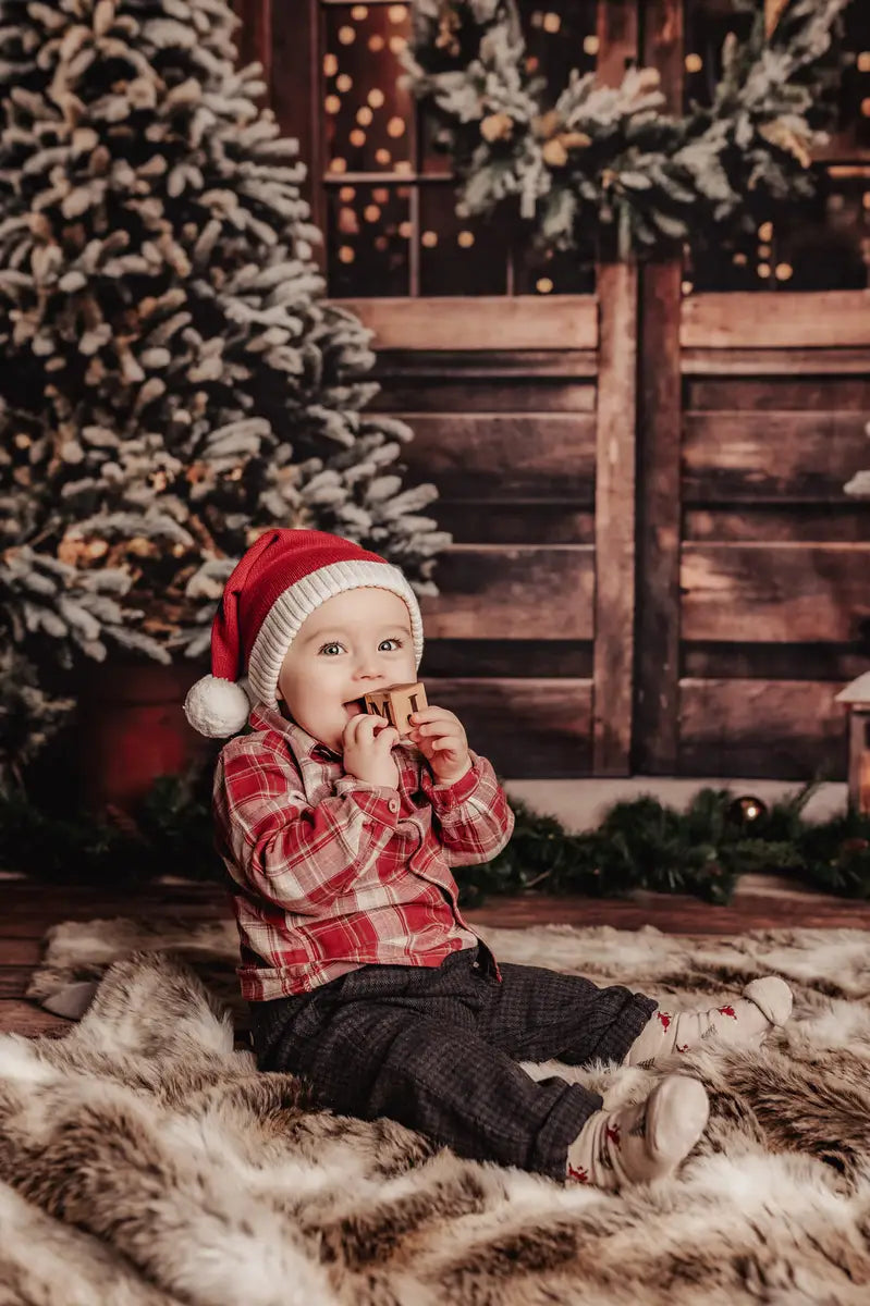 Kate Christmas Tree Outdoor Brown Wooden Barn Backdrop Designed by Emetselch