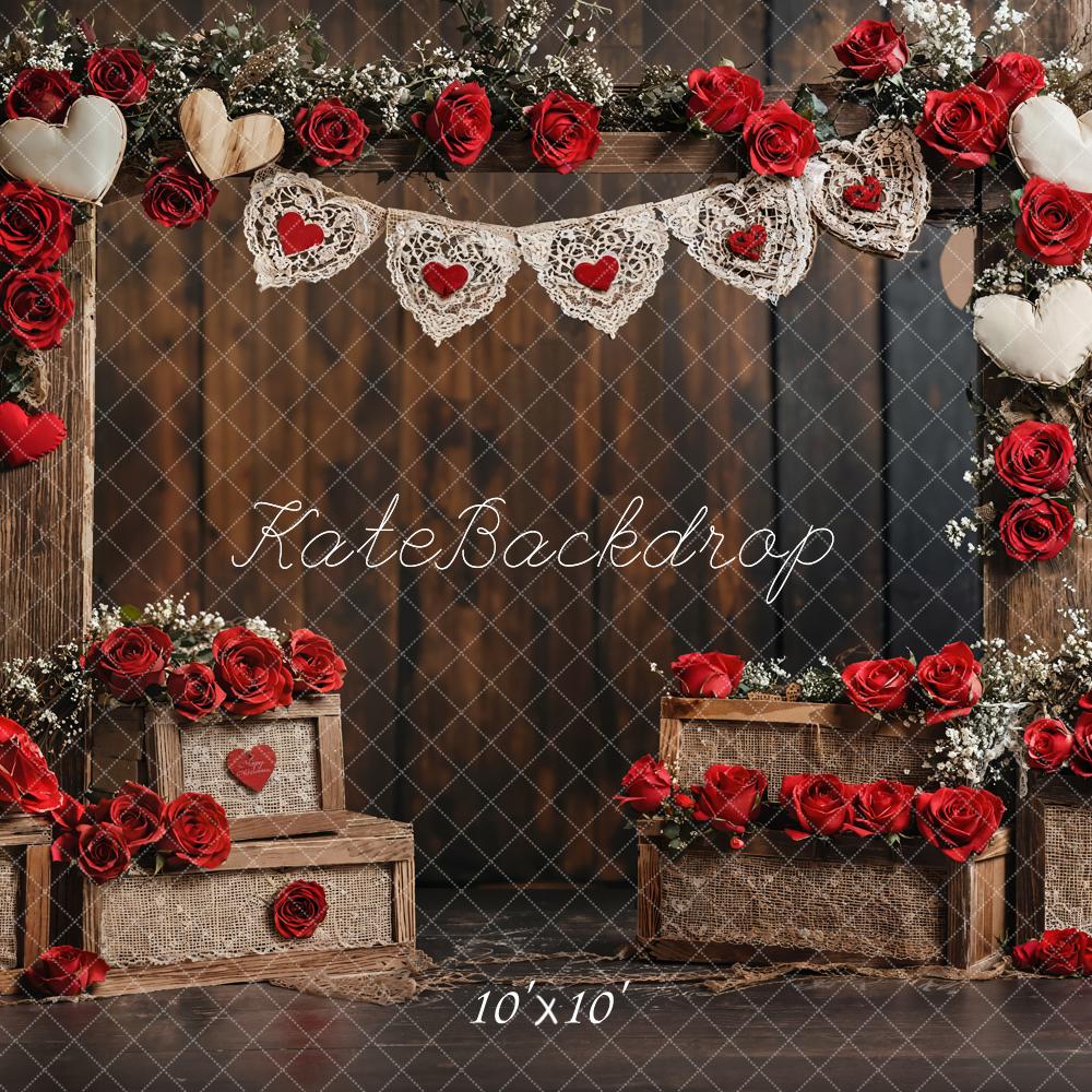 Kate Valentine Rustic Rose Wooden Wall Backdrop Designed by Emetselch