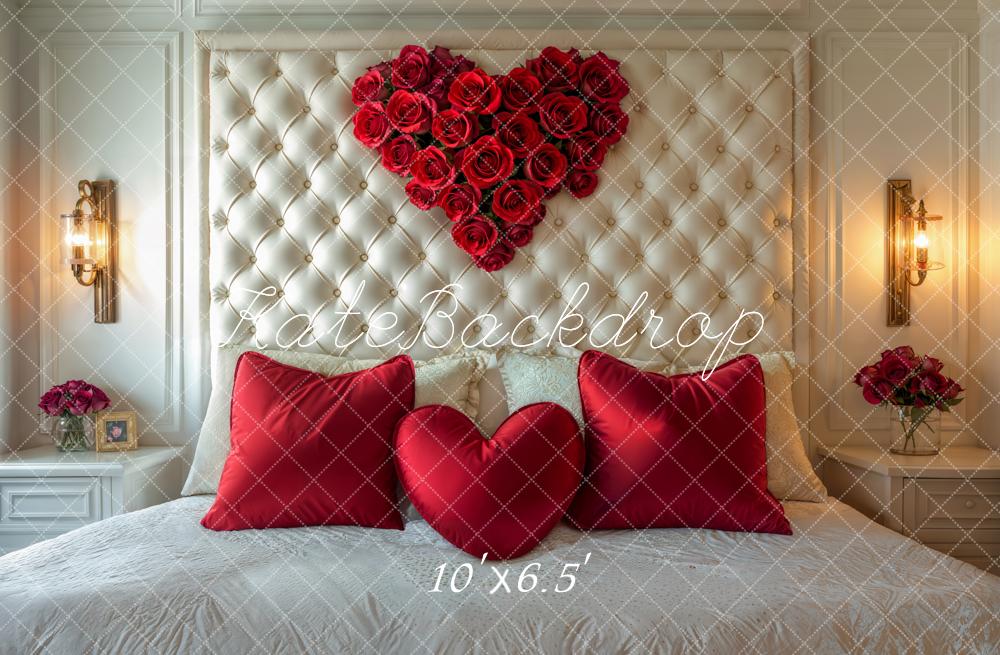 Kate Valentine's Day Heart Rose Headboard Backdrop Designed by Emetselch