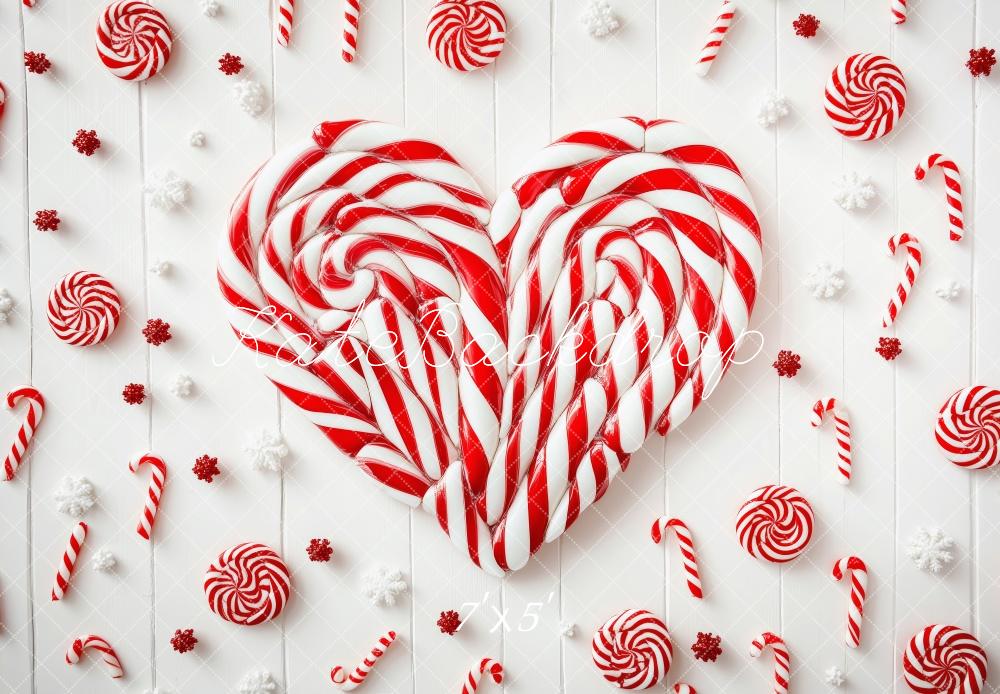 Kate Peppermint Candy Cane Heart Backdrop Designed by Patty Roberts