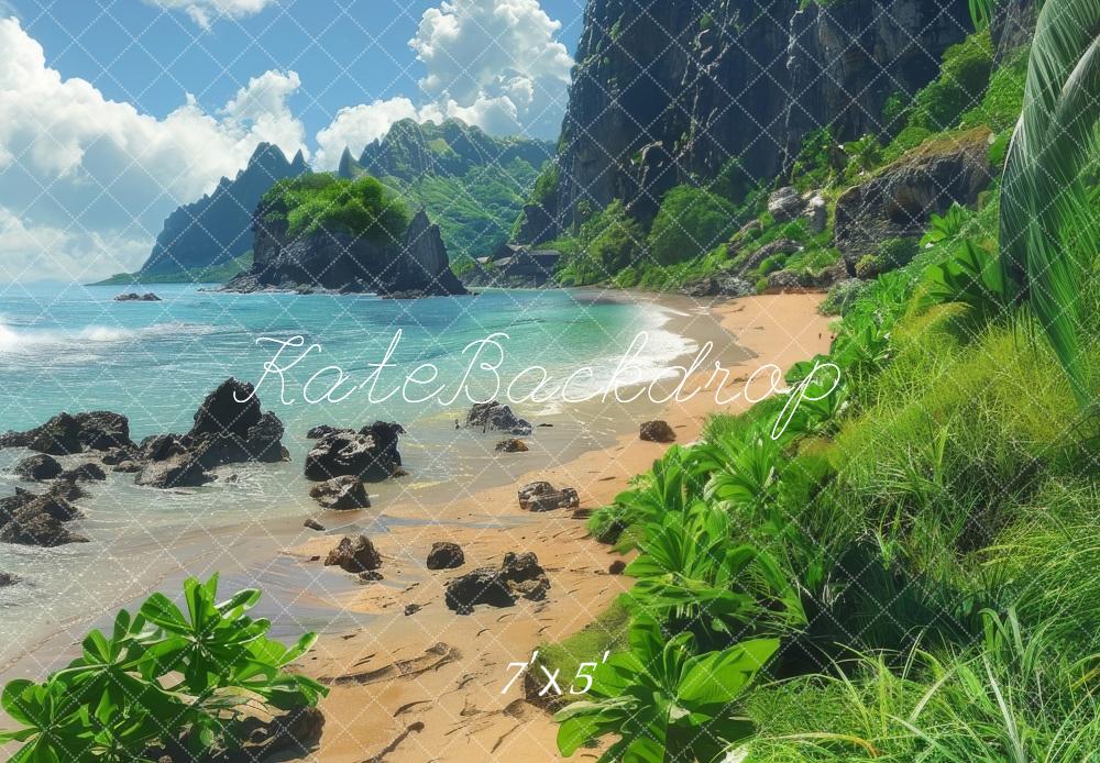 Kate Beach Tropical Island Mountain Backdrop Designed by Megan Leigh Photography