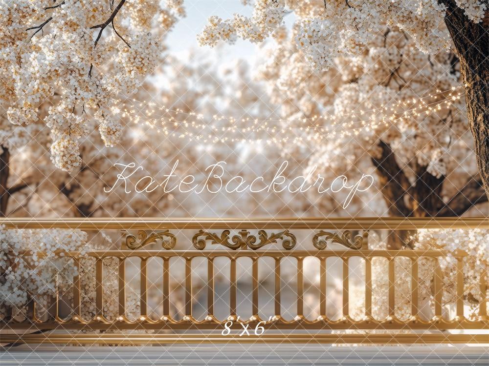 Kate Mother's Day Spring Blossom Balcony Golden Backdrop Designed by Mini MakeBelieve